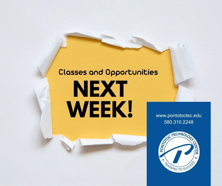 Image that says Classes and Opportunities Next Week