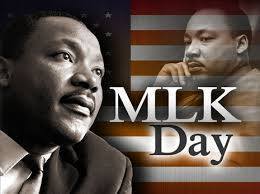 Image of Dr. Martin Luther King, Jr. with text MLK Day