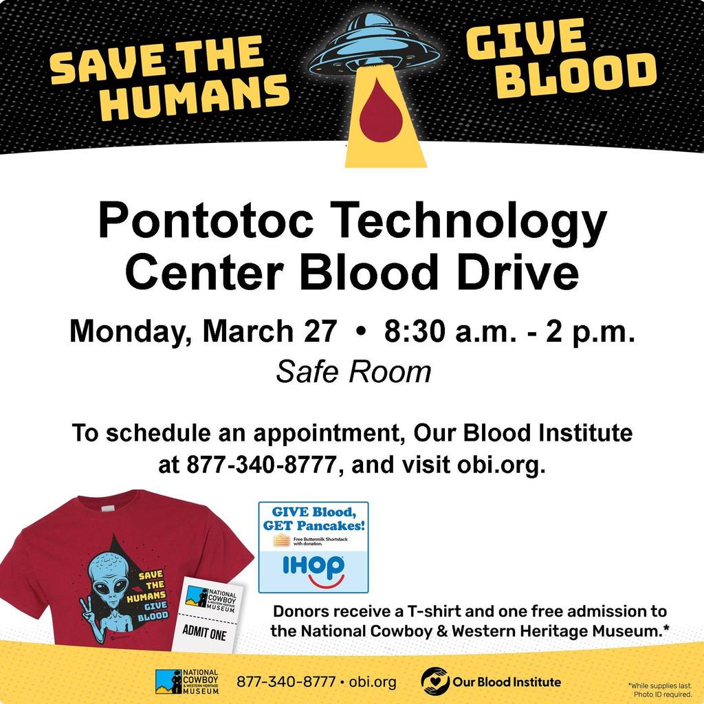 Blood drive flier with details about the drive on march 27th from 8:30am to 2pm. Schedule an appointment by calling 877-340-8777. Theme for the drive is Save the Humans, Give Blood