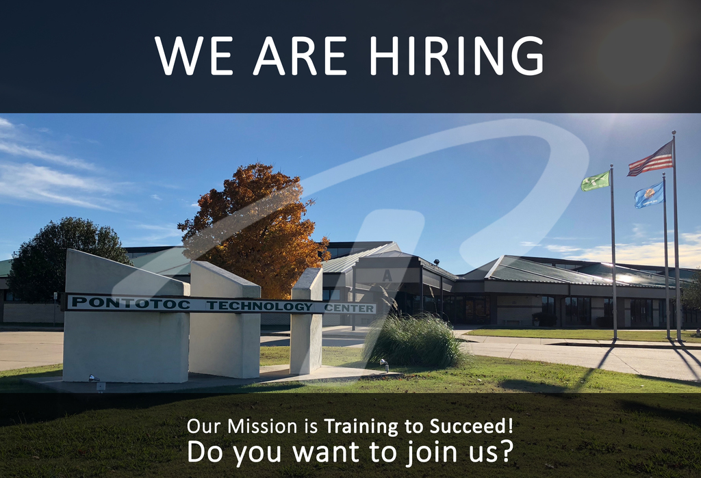 Photo of PTC building with words "we are hiring our mission is training to succeed do you want to join us?