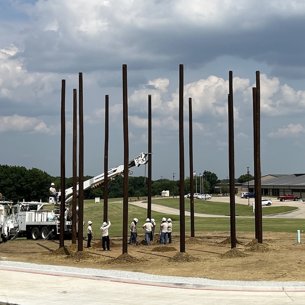 12 poles installed in the new lineworker academy practice pole yard
