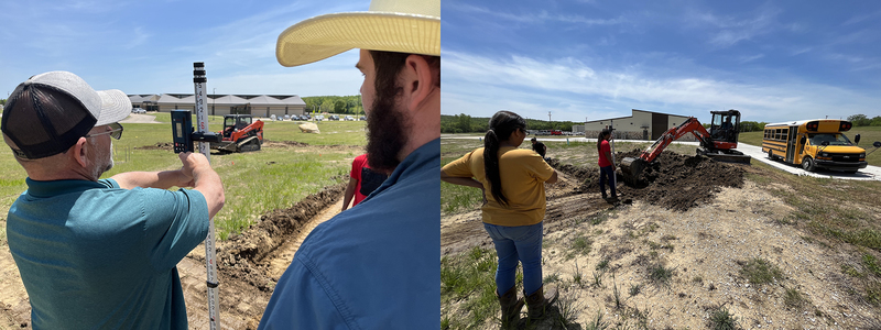 PTC Heavy Equipment Class students prepare the ground for the coming installation of the new PTC pole yard at the Lineworker Academy.